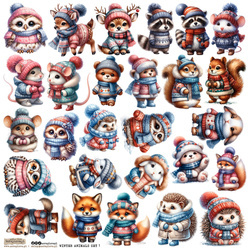 Stickers paper - ScrapLove - Winter Animals Set 1 animals in winter clothes
