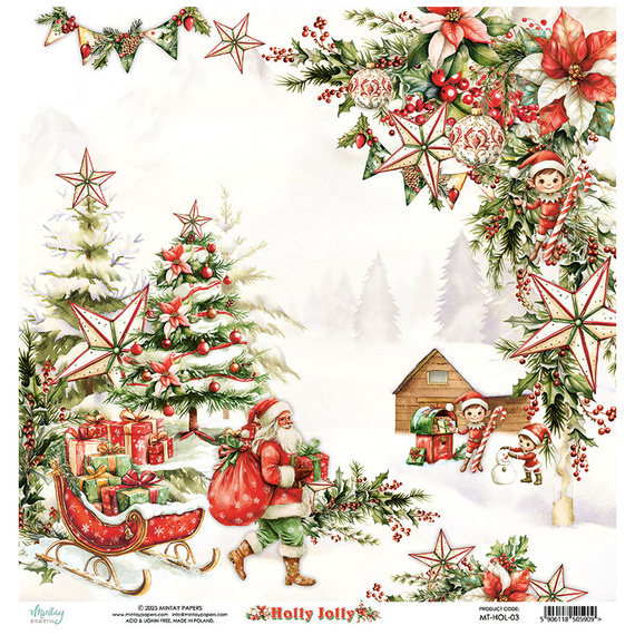 Scrapbooking paper 30x30 - Mintay - Holly Jolly 03