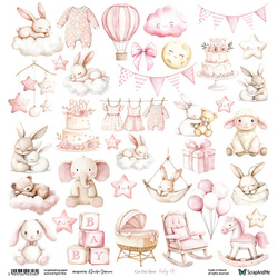 Scrapbooking paper 30x30 - ScrapAndMe - Baby 06- sheet with cut-out elements
