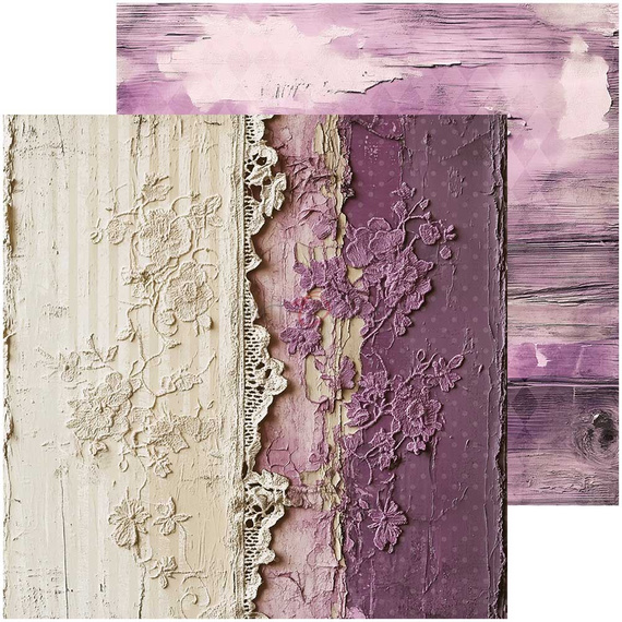 Set of scrapbooking papers 20x20 - Craft o'clock - Plum & Caramel mix