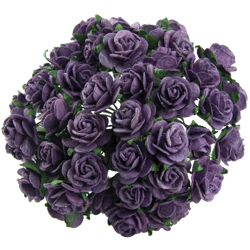50 PURPLE MULBERRY PAPER OPEN ROSES 25MM