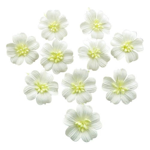 WHITE COTTON STEM MULBERRY PAPER FLOWERS - SET B