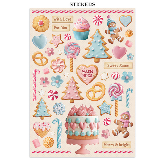 Junk Journal set of papers, stickers and elements - Candy Christmas - Stamperia
