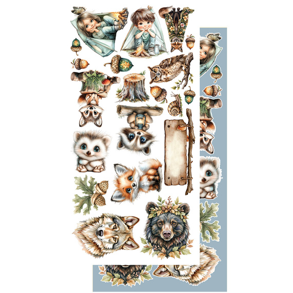 Set of 15x30 scrapbooking papers - Alchemy of Art - Friends of the Forest, kids
