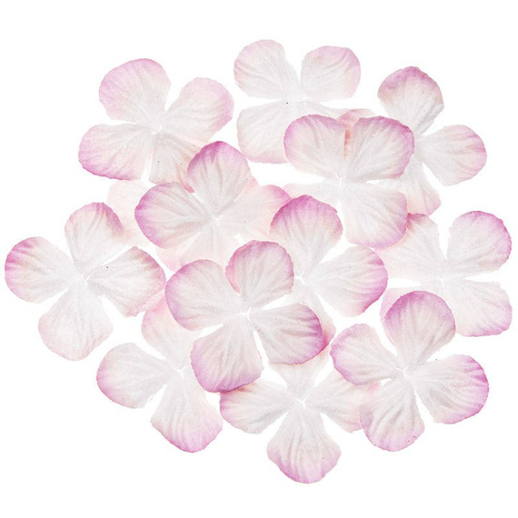 100 2-TONE BABY PINK HYDRANGEA BLOOMS 25MM