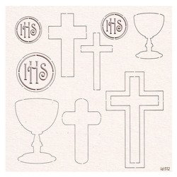 Chipboard First Communion set - chalice, cross, host (9 pcs)