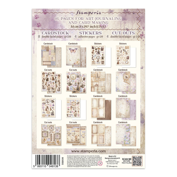 Junk Journal set of papers, stickers and elements - Quiet Days - Stamperia