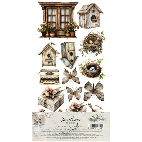 Set of 15x30 scrapbooking papers - Alchemy of Art - In silence, vintage