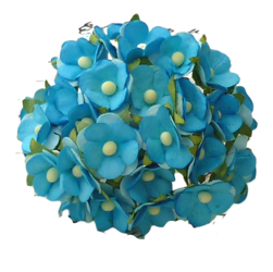 50 2-TONED TURQUOISE MULBERRY PAPER SWEETHEART BLOSSOM FLOWERS