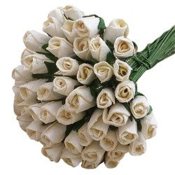 50 DEEP IVORY MULBERRY PAPER ROSEBUDS 6MM