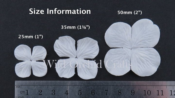 100 MIXED GREEN TONE HYDRANGEA BLOOMS 50mm