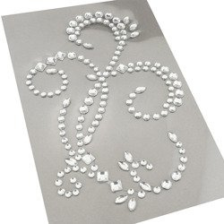 Clear Rhinestone Flourishes Self Adhesive Sticker - 7cm (2¾") x 12cm (4¾")
