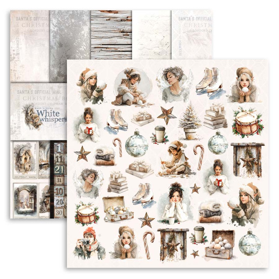Scrapbooking papers set 30 x 30 cm - UHK Gallery - White Whispers