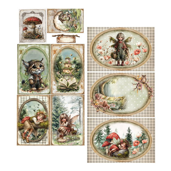 Set of 15x30 scrapbooking papers - Alchemy of Art - Friends of the Forest, animals