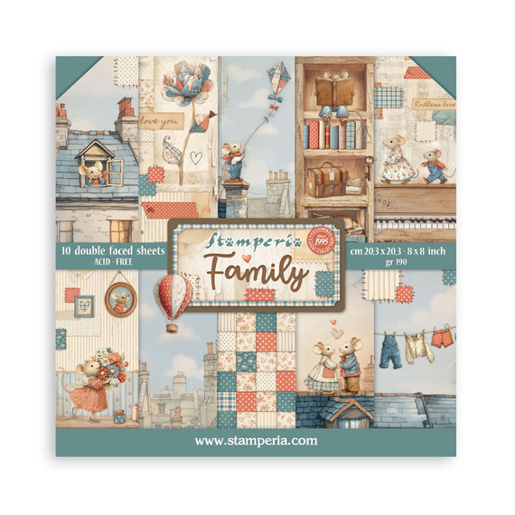 Scrapbooking Craft Papier Set 20x20 - Stamperia - Family 