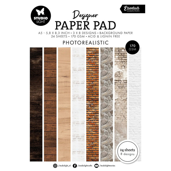 A5 Designer Paper Pad scrapbooking paper set - StudioLight - Photorealistic