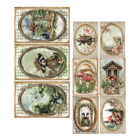 Set of 15x30 scrapbooking papers - Alchemy of Art - Friends of the Forest, animals