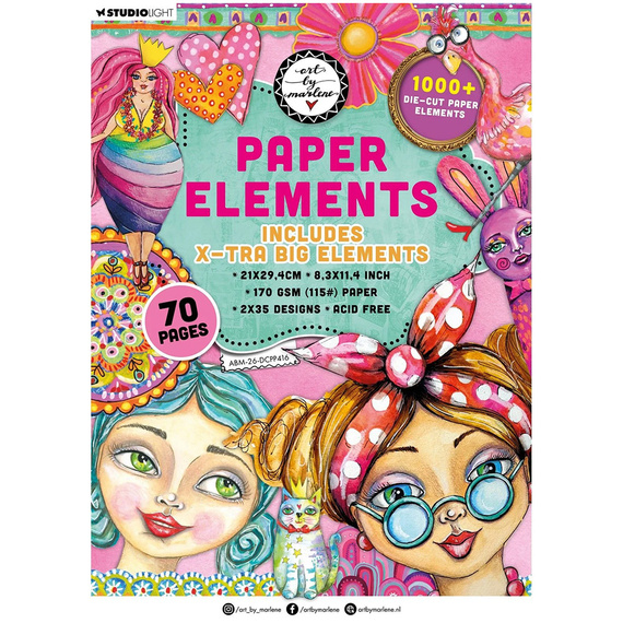 Set of scrapbooking papers A4 - X-tra big elements Art by Marlene - Studio Light