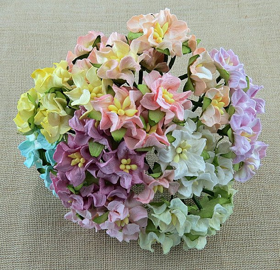 50 MIXED COLOUR MINIATURE GARDENIA FLOWERS