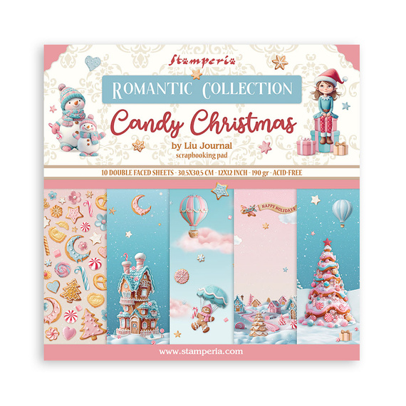 Set of 30x30 scrapbooking papers - Stamperia - Candy Christmas 