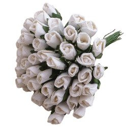 50 WHITE MULBERRY PAPER ROSEBUDS 6mm