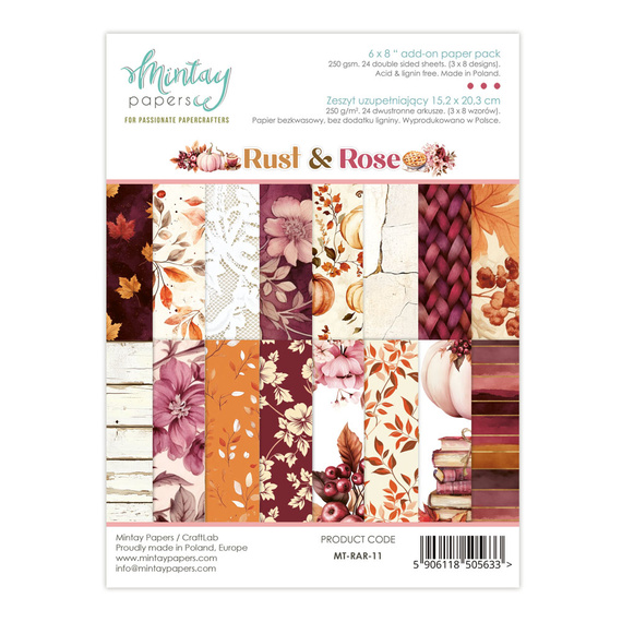 Supplementary notebook of scrapbooking papers 15x20 - Mintay - Rust & Rose