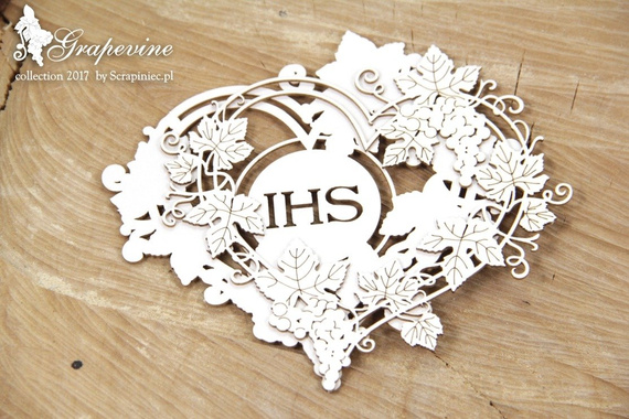 Chipboard - Grapevine - 2 - layered heart 