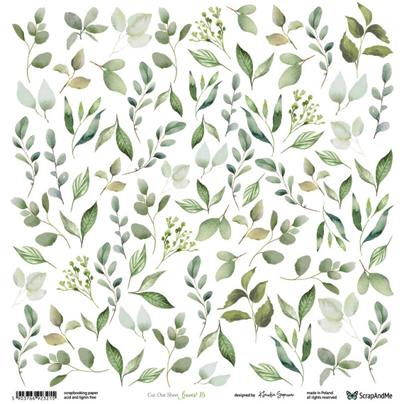 Scrapbooking paper 30x30 - ScrapAndMe - Leaves 14 - cut-out sheet