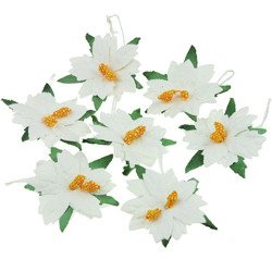 25 SMALL WHITE MULBERRY PAPER POINSETTIAS