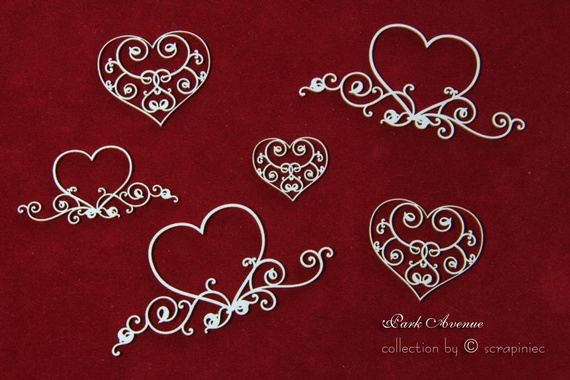 Chipboard hearts - mix set - Park Avenue 