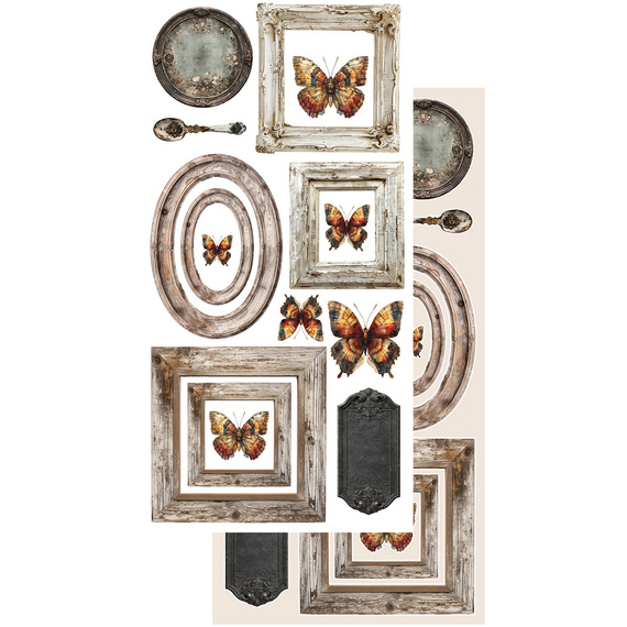 Set of 15x30 scrapbooking papers - Alchemy of Art - In silence, vintage