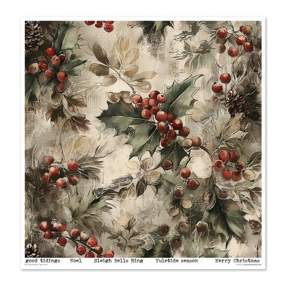 Set of scrapbooking papers 30x30 - Winter's Tale in red