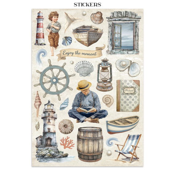 Junk Journal set of papers, stickers and elements - Silent Sea - Stamperia