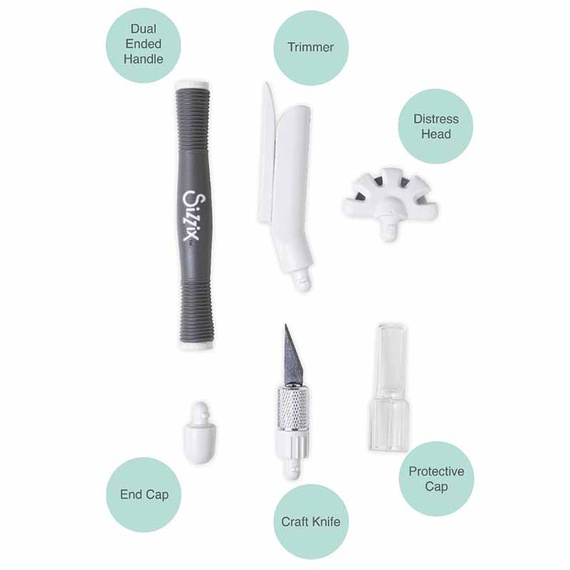 3-in-1 tool set - Sizzix trimmer knife paper aging tool