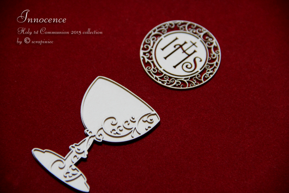 Chipboard Chalice and host -Innocence - Communion set 01  - 3D 