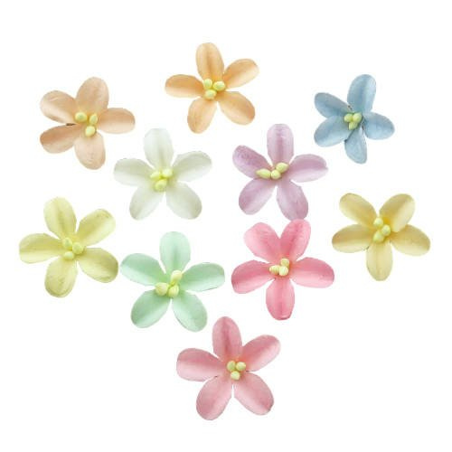 MIXED PASTEL COTTON STEM MULBERRY PAPER FLOWERS - SET D