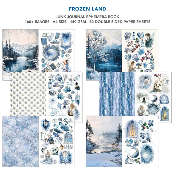 Set of scrapbooking papers A4 - Junk Journal &amp; Ephemera Book - Ciao Bella - Frozen Land