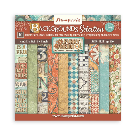Scrapbooking Craft Papier Set 20x20 - Stamperia -  Furry Friends