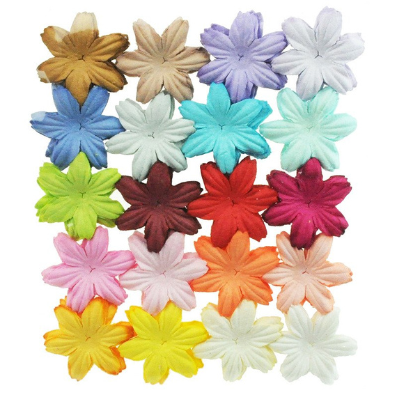 100 MIXED COLOUR SUMMER BLOOMS (20 colours - 2,5cm / 1")