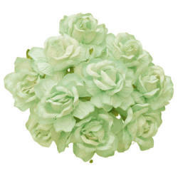 20 LARGE AQUA MULBERRY PAPER WILD ROSES 40mm (1 1/2")