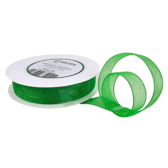 Ribbon / ribbon organza grass green 12mm x 23m