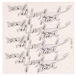 Chipboard - Vulnerable - Lettering -4 x Listen to Your Heart - Scrapiniec