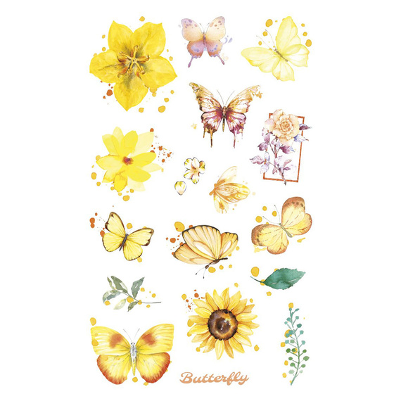 Stickers foil - Yellow flowers and butterflies