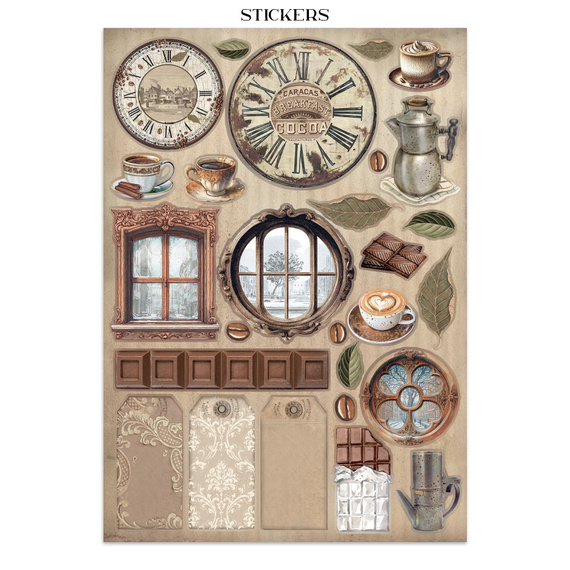 Junk Journal set of papers, stickers and elements - Coffee & Chocolate - Stamperia 