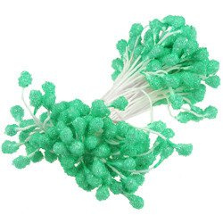 100 AQUA GREEN FROSTED DOUBLE HEAD STAMENS