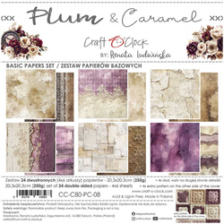 Set of scrapbooking papers 20x20 - Craft o'clock - Plum & Caramel - BASIC