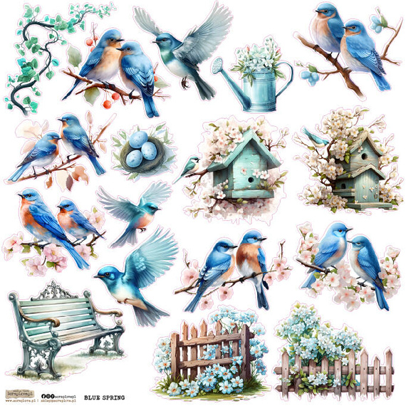 Stickers - ScrapLove - Blue Spring birds