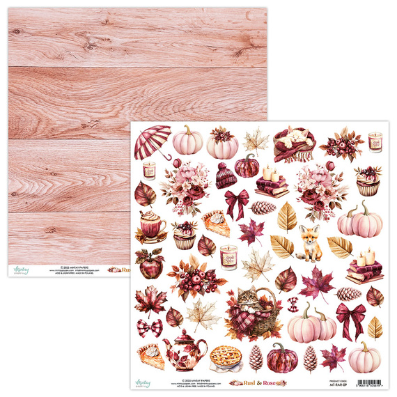 Paper with scrapbooking elements 30x30 - Mintay - Rust & Rose