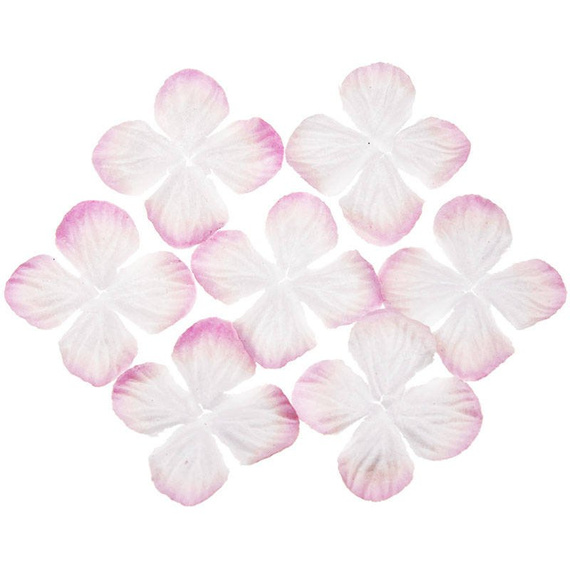 100 2-TONE BABY PINK HYDRANGEA BLOOMS 25MM