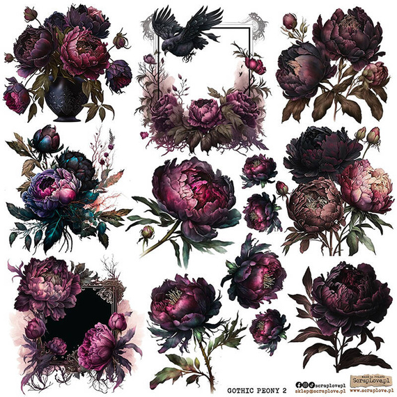 Stickers - ScrapLove - Gothic peonies 2